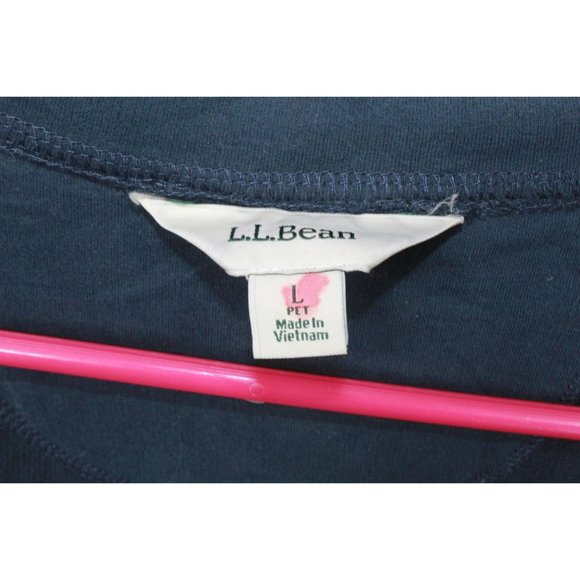 LL Bean Navy Blue Cotton Blend Robe Long Full Zip Size L Pet - Picture 7 of 12